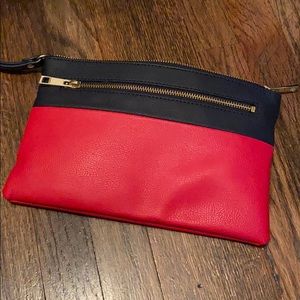 Red & Blue clutch with zip